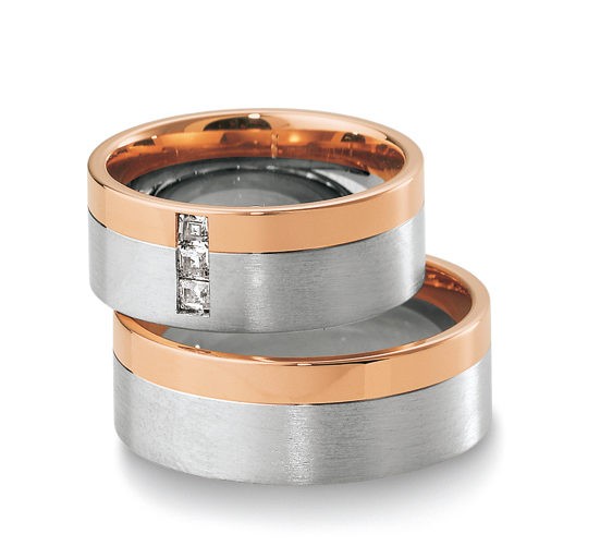 Alliances or blanc et rose