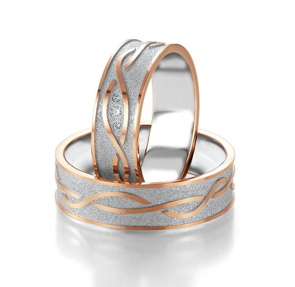 Alliances or blanc et rose