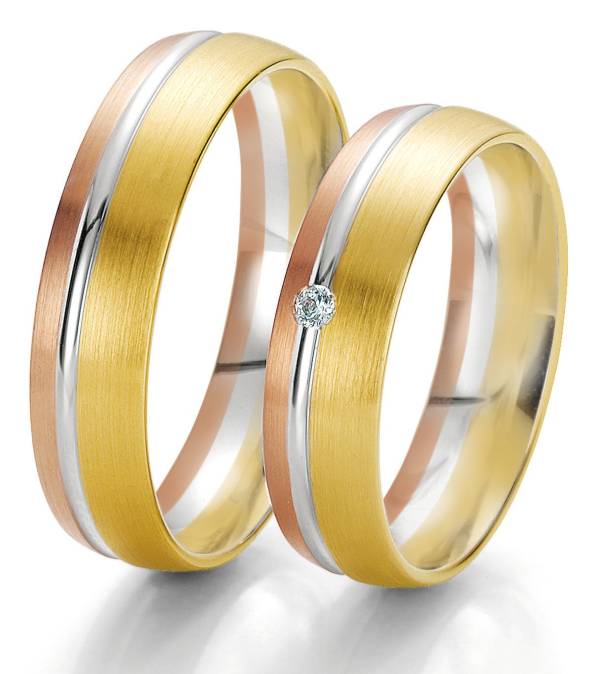 Alliances or blanc et jaune et rose