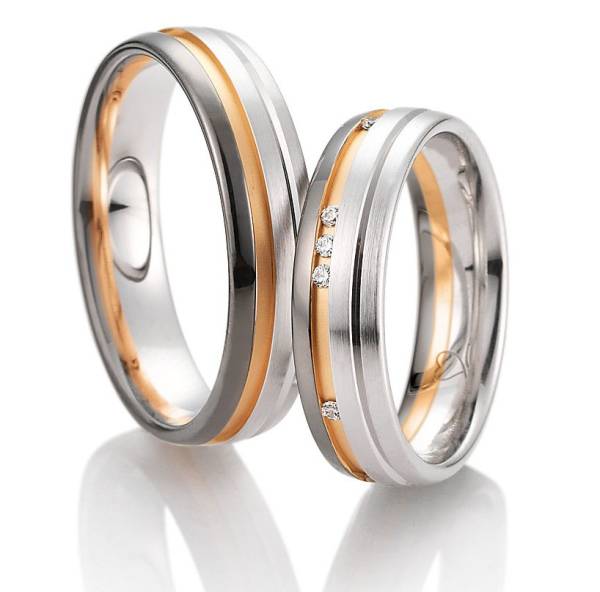 Alliances or blanc et rose