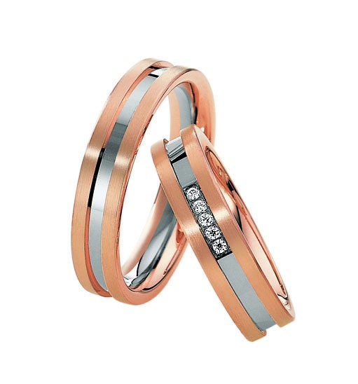 Alliances or blanc et rose