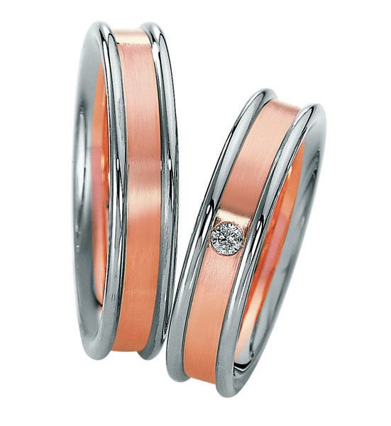 Alliances or blanc et rose