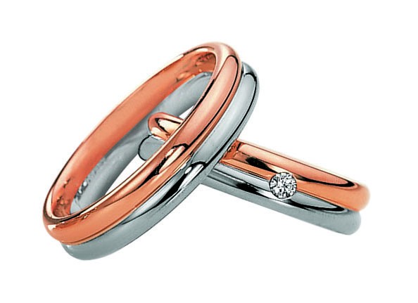 Alliances or blanc et rose