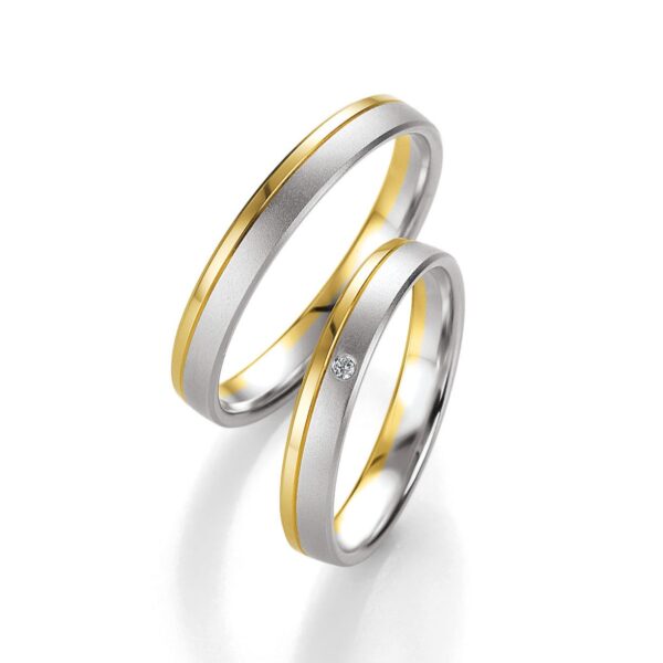 Alliances bicolores or jaune poli et or blanc satiné