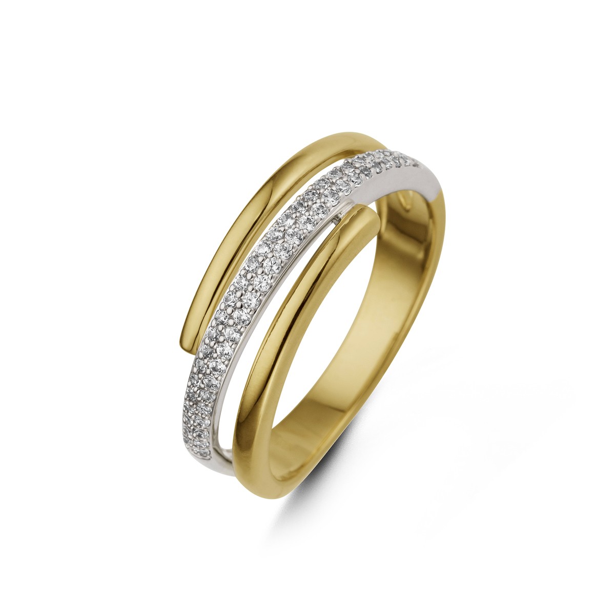 Bague Or jaune et or blanc 750/18 ct avec 53 Diamant(s) taille brillant 0.24 ct.