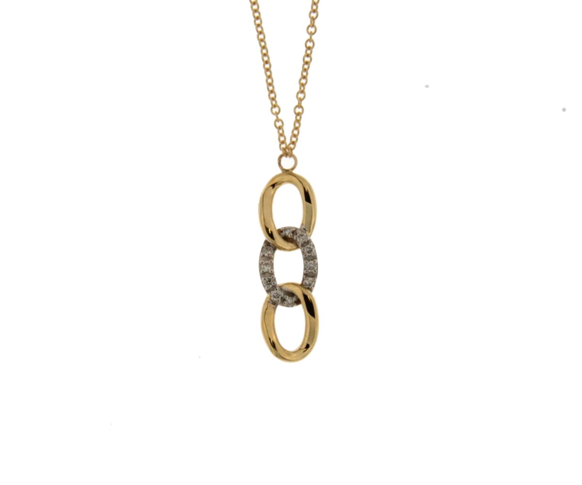 Collier or jaune et blanc 750/18 ct. avec 10 Diamant(s) taille brillant 0.07 ct, 40-42 cm