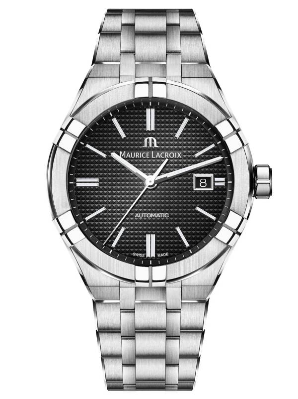 Maurice Lacroix AIKON Auto Date 42mm, noir, bracelet en acier