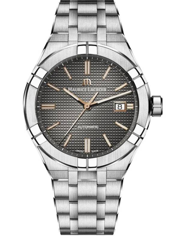 Maurice Lacroix AIKON Auto Date 42mm, anthracite, bracelet en acier