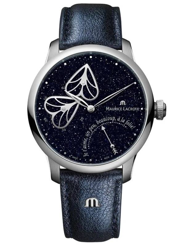 Maurice Lacroix MASTERPIECE Embrace 40mm, Aventurine bleue , bracelet en cuir bleu