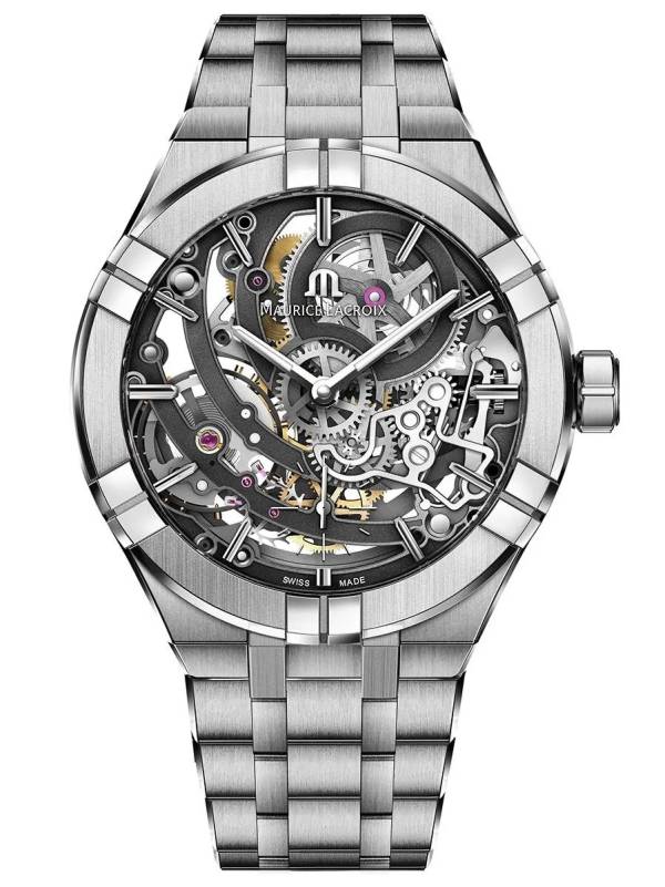 Maurice Lacroix AIKON Skeleton 45mm, Squelette, bracelet en acier