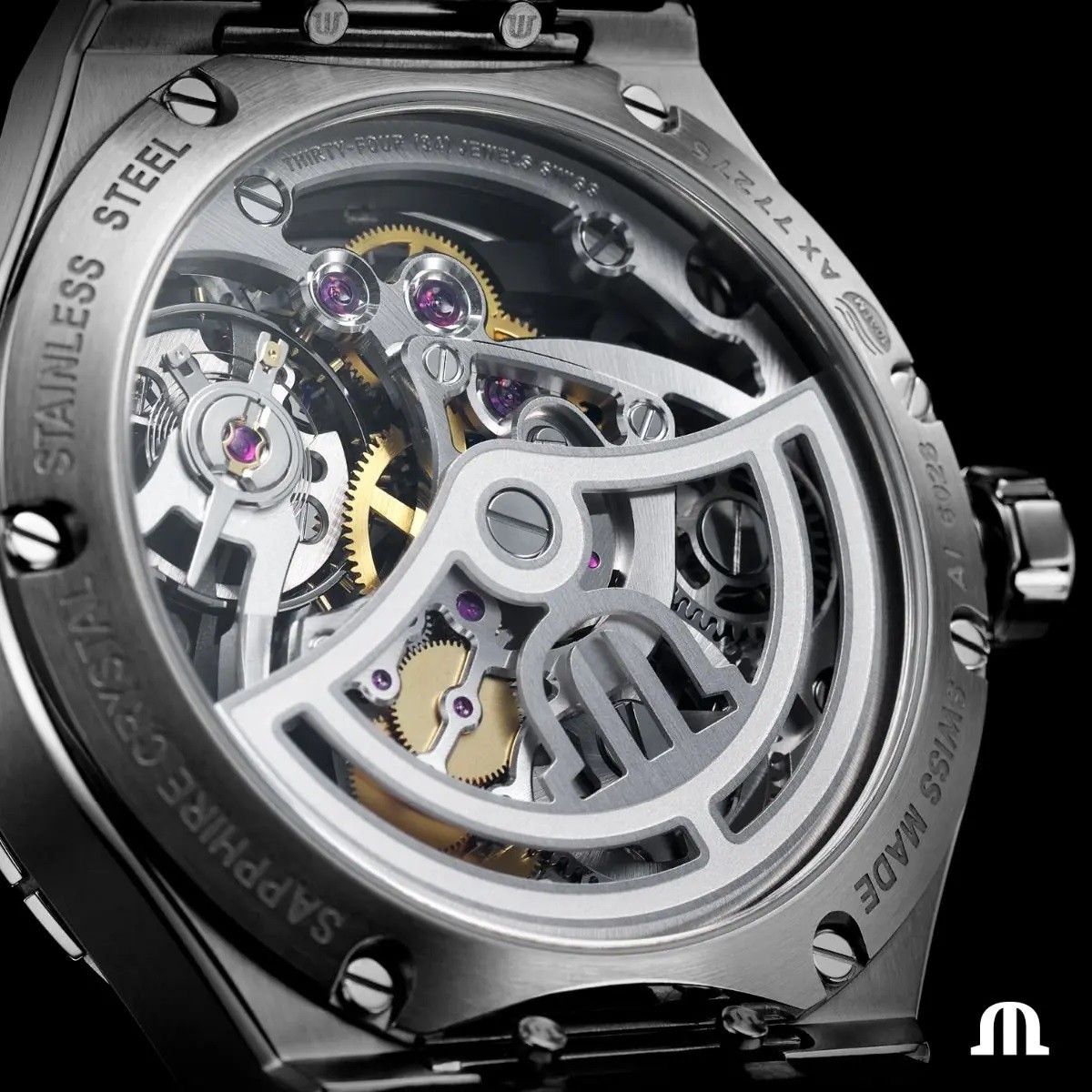 Maurice Lacroix AIKON Skeleton 45mm, Squelette, bracelet en acier