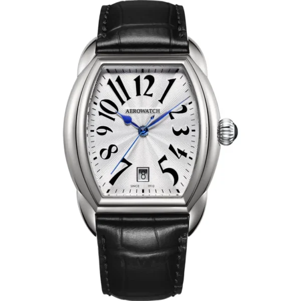 Montre Aerowatch Streamline Quartz cadran avec chiffres arabes cuir noir
