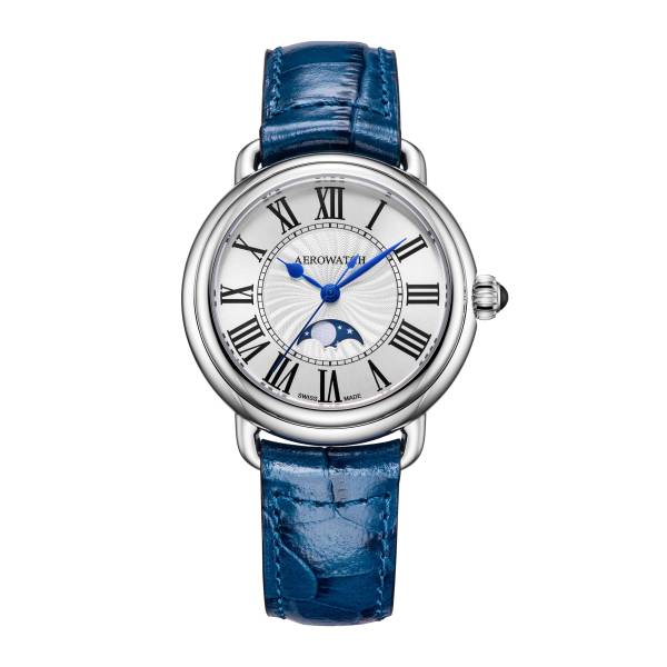 Aerowatch 1942 Lady Moon Phase cuir bleu