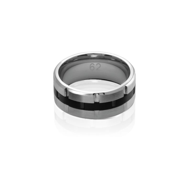 ROCHET - Ring FACTORY, zweifarbig, Edelstahl mit schwarzem PVD-Dekor