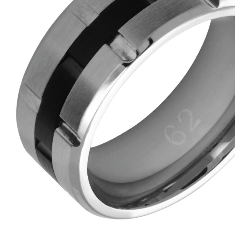 ROCHET - Ring FACTORY, zweifarbig, Edelstahl mit schwarzem PVD-Dekor