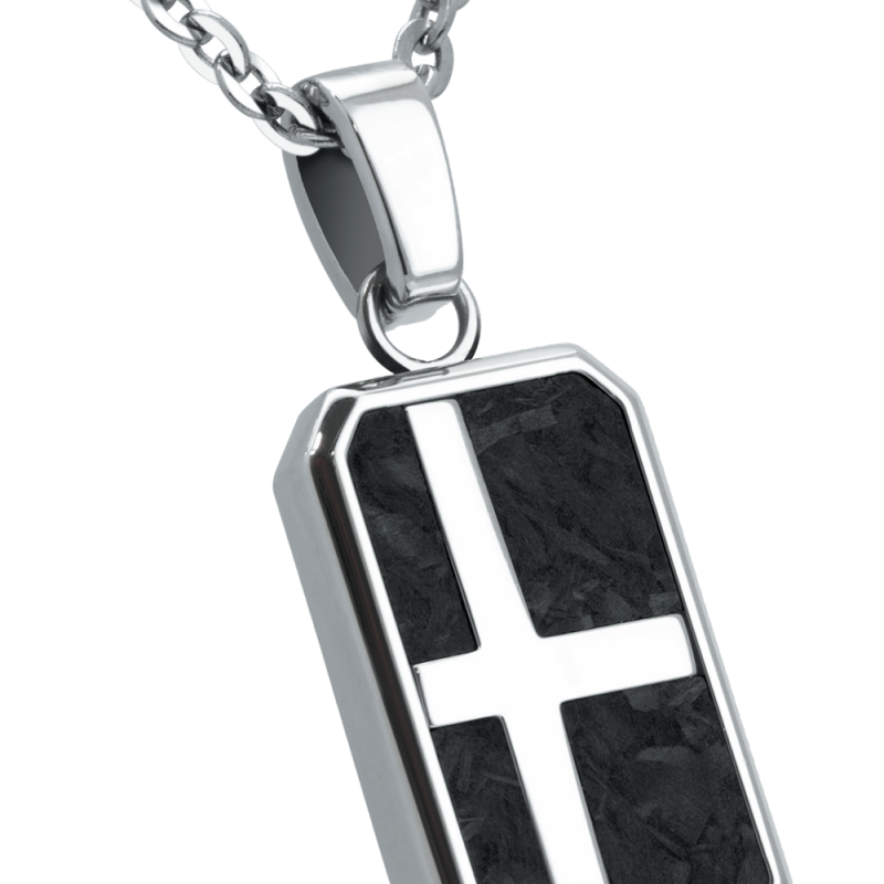 ROCHET - Collier Kingdom acier et carbone, 50 cm