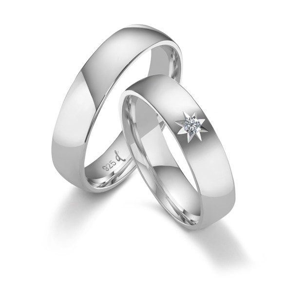 Alliances en argent 925, 5 mm