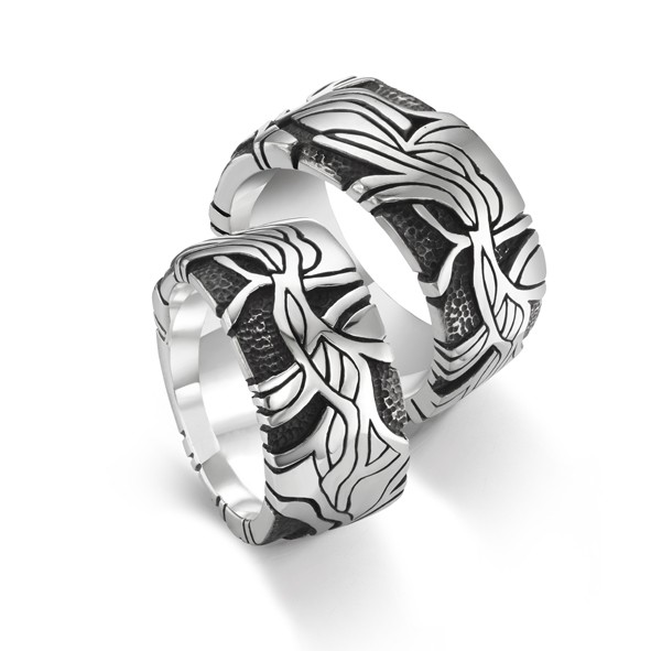 Alliances en argent oxydé 925, 11.5 mm