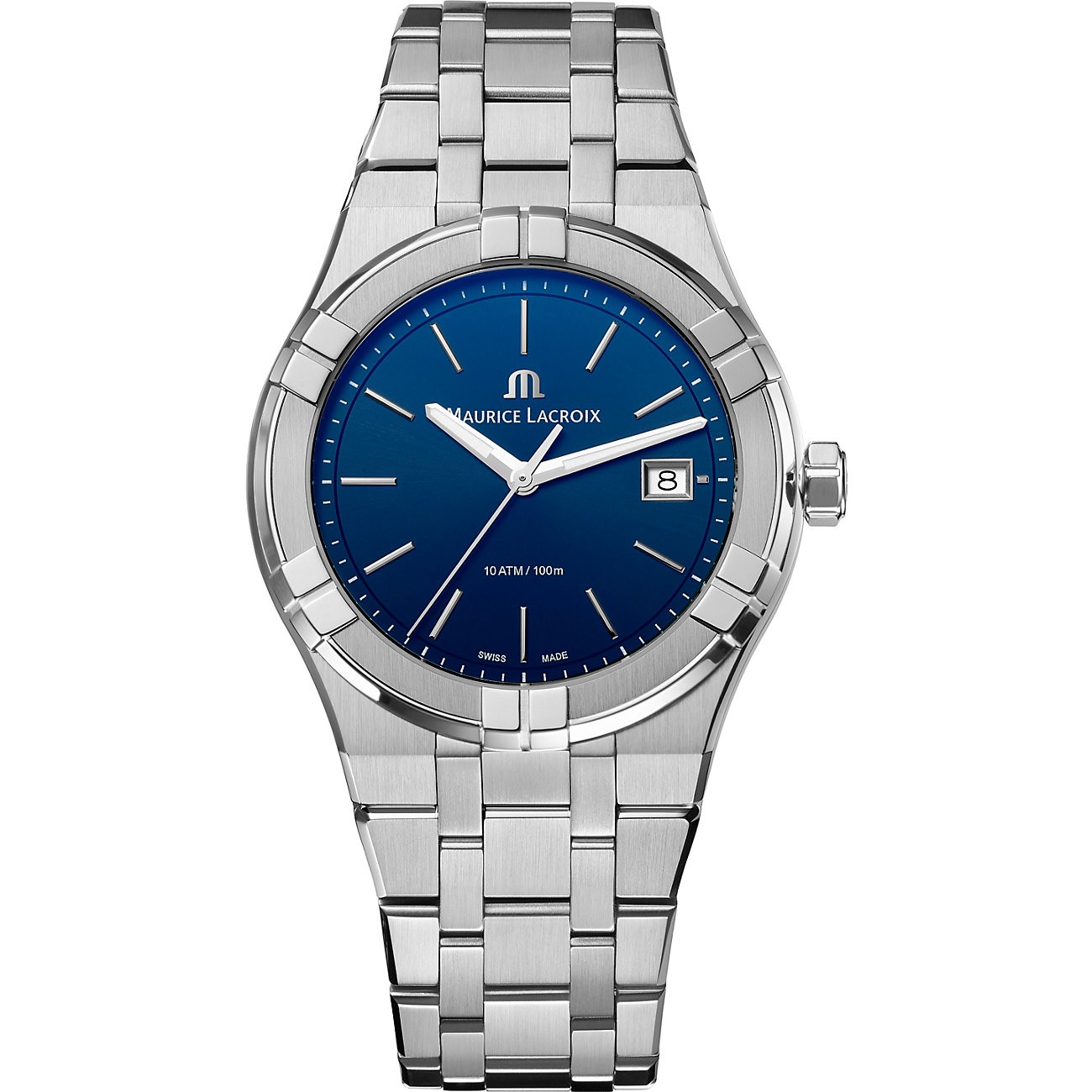 Maurice Lacroix AIKON Quartz, 40 mm, bleu, bracelet en acier