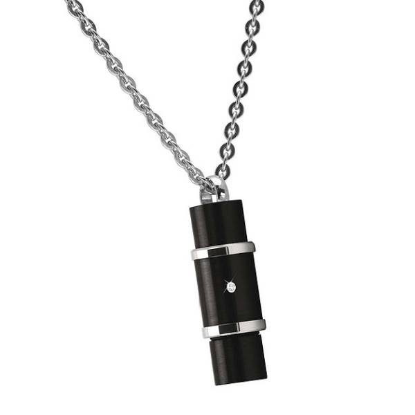 ROCHET - Collier acier PVD noir, 50 cm