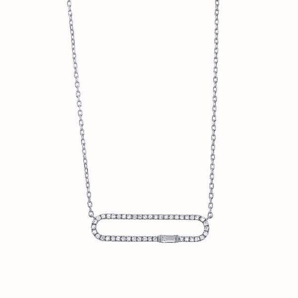 Collier or blanc 750/18 ct. avec 45 diamants 0.16 ct., 42 cm