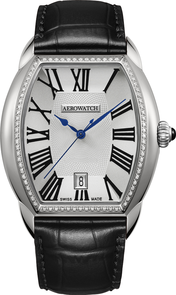 Aérowatch Streamline diamants, quartz, cuir noir