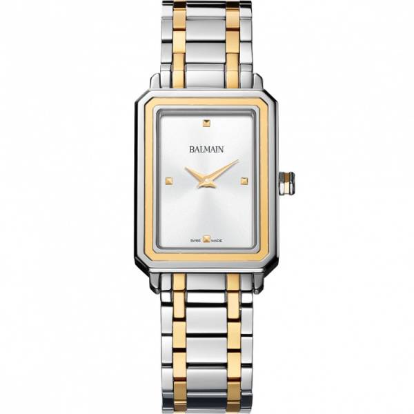 Balmain Eirini, Quarz, zweifarbig, Stahl und gelbe PVD-Beschichtung, silbernes Zifferblatt, Saphirglas, zweifarbiges Stahlarmband.
