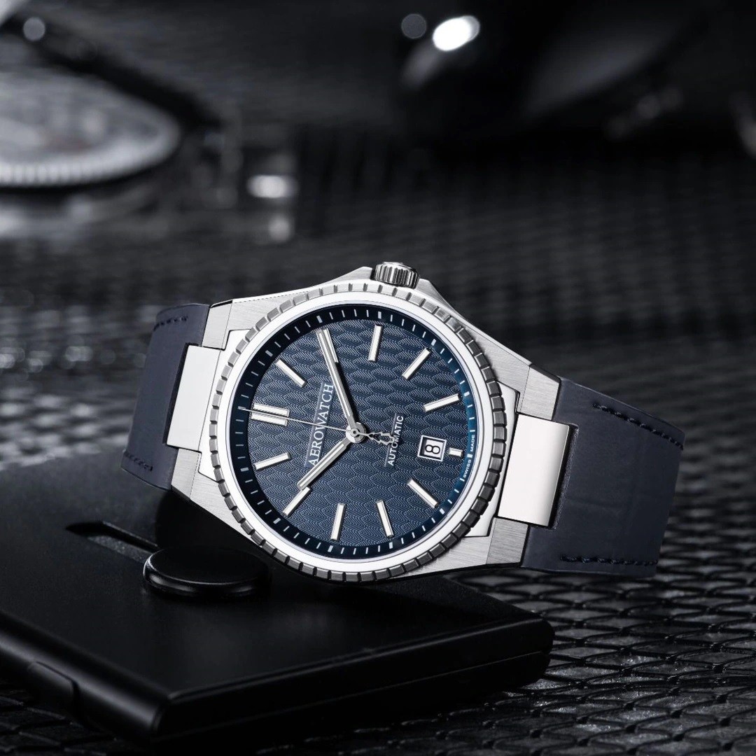 Aerowatch Milan Automatic Date 41mm Leder blau – Bild 2