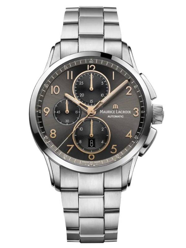 Maurice Lacroix PONTOS Chronograph 43mm, cadran anthracite, bracelet en acier