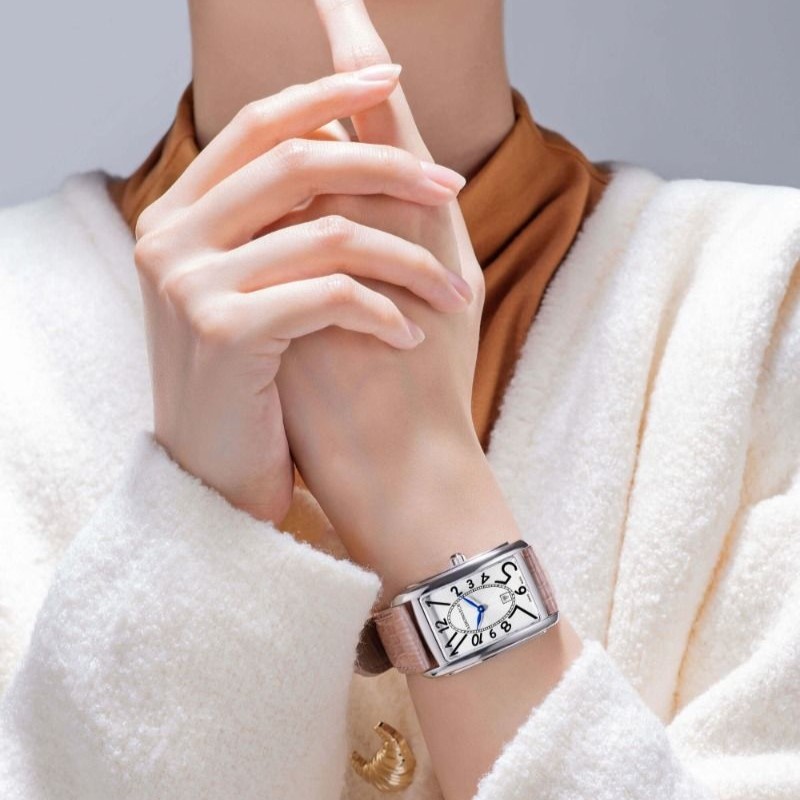 Aérowatch, Intuition, Lady, quartz, Diamants, cuir rose