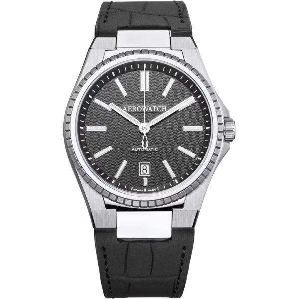 Montre Aerowatch Milan Automatic Gris, bracelet cuir.