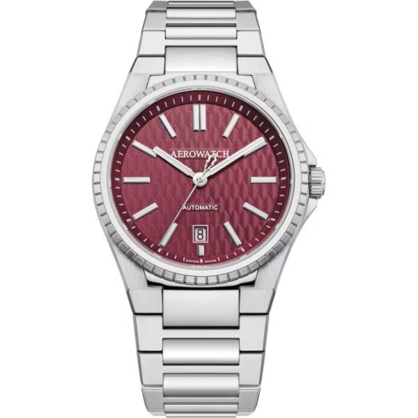 Montre Aerowatch Milan Automatic Rouge, bracelet acier 41mm