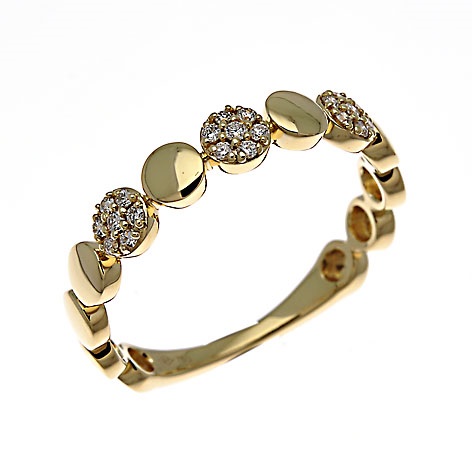 Bague, or jaune 750/ 18 ct., 21 Diamants 0.110 ct. H SI