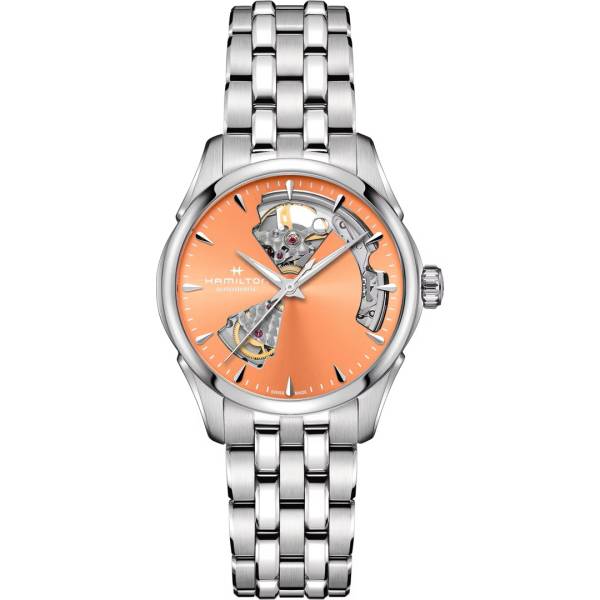 Montre Hamilton Jazzmaster Skeleton Lady Auto 36mm, cadran orange.