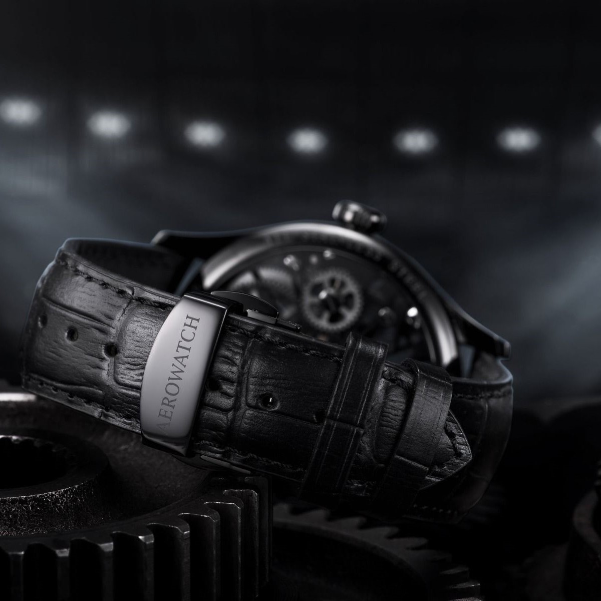 Montre Aerowatch Renaissance Squelette Wheel noir 43mm