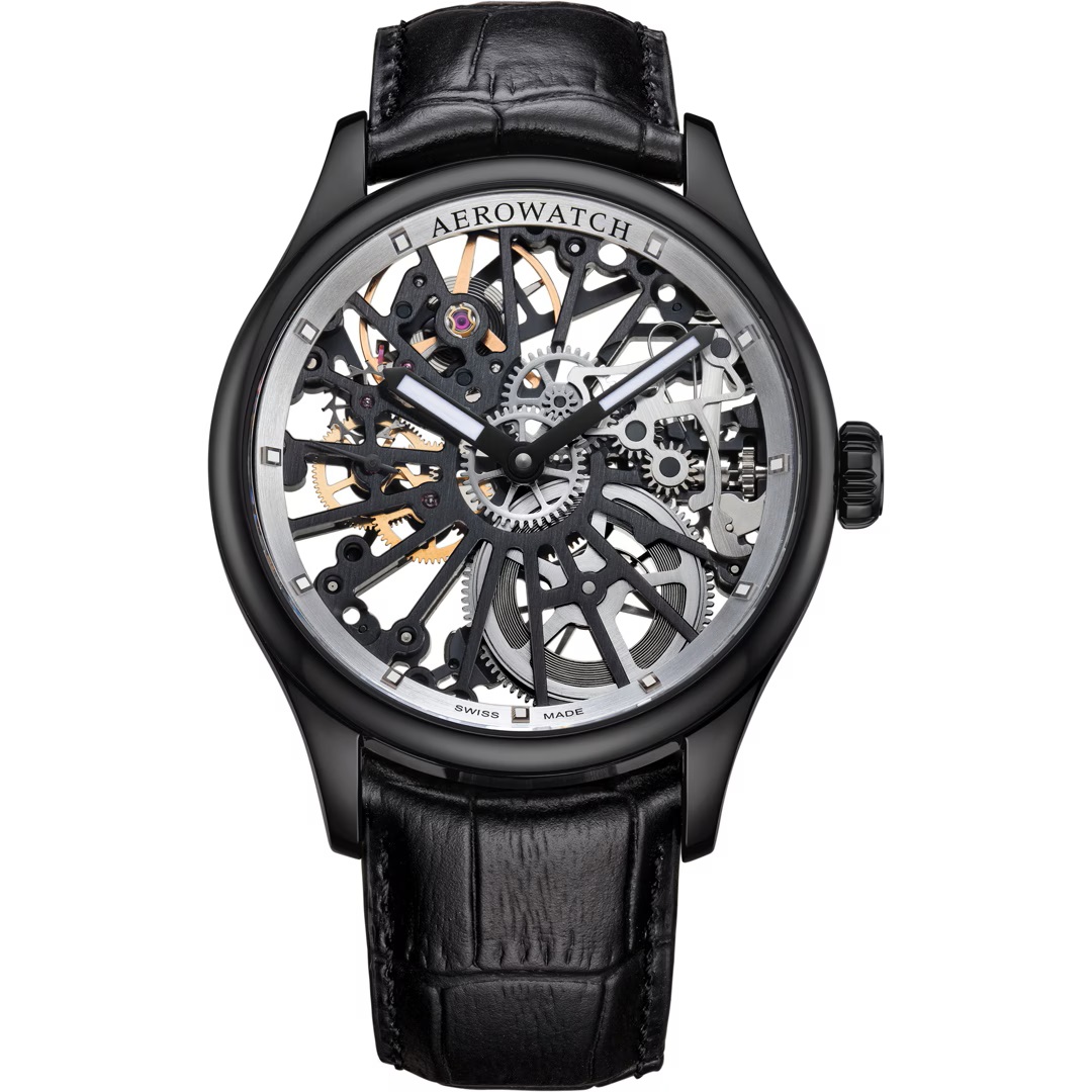 Montre Aerowatch Renaissance Squelette Wheel noir 43mm