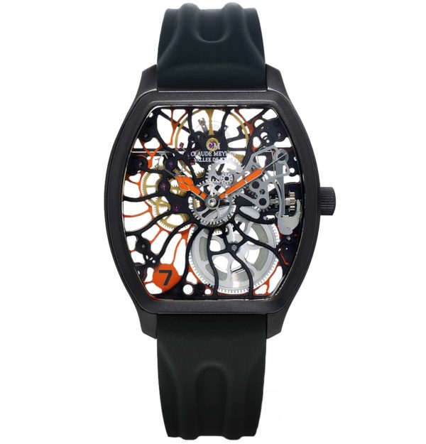 Montre Claude Meylan Tortue squelette noir-orange