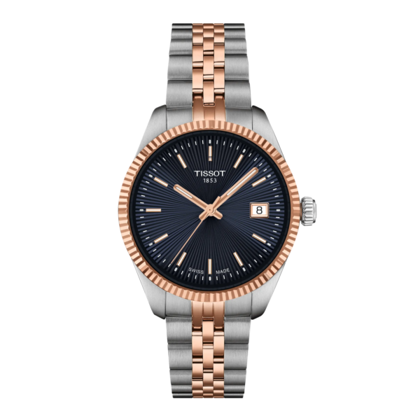 Tissot Ballade 34mm bicolore cadran bleu bracelet bicolore en aciet et PVD or rose