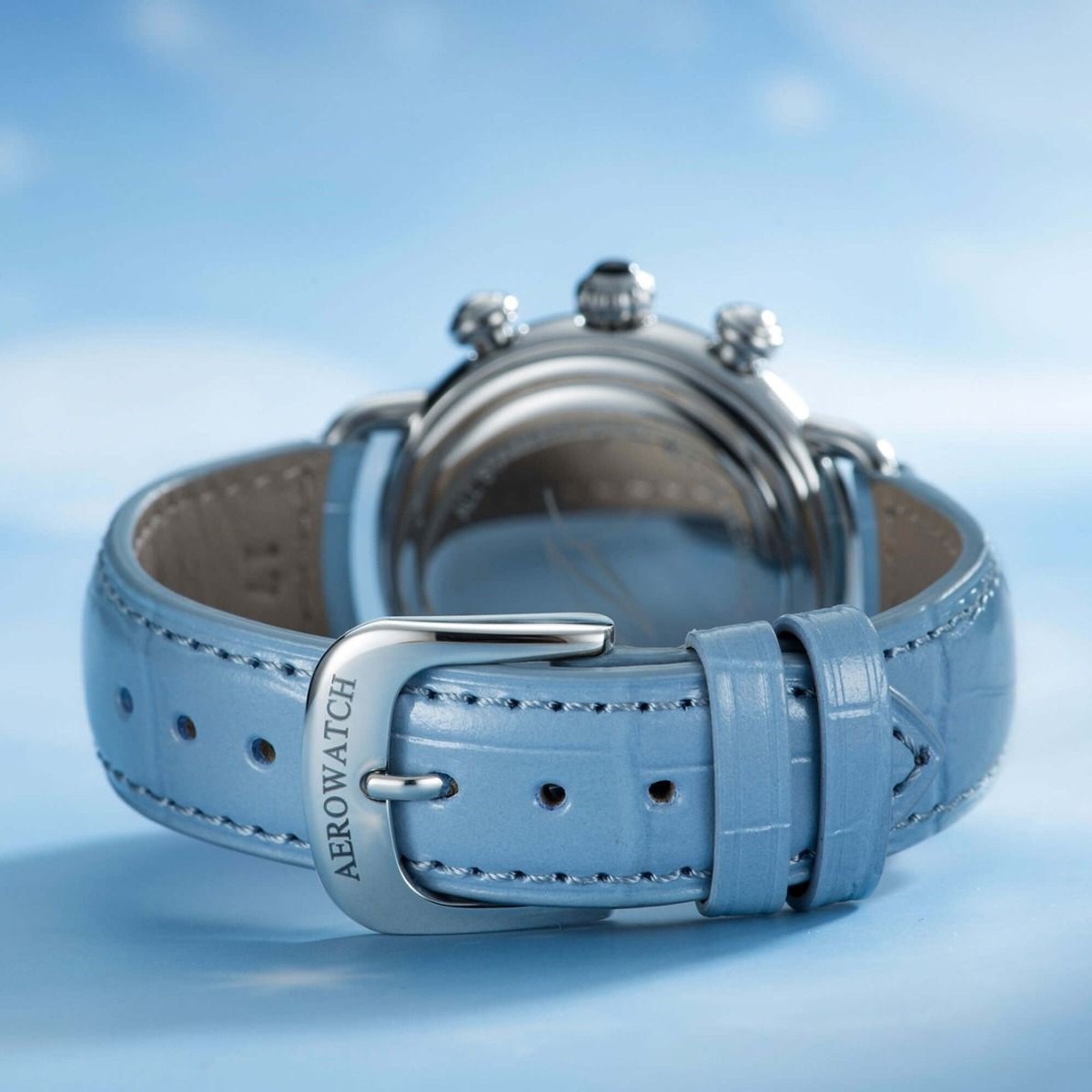 Aerowatch 1942 Chronolady Quartz 36mm Blau – Bild 6