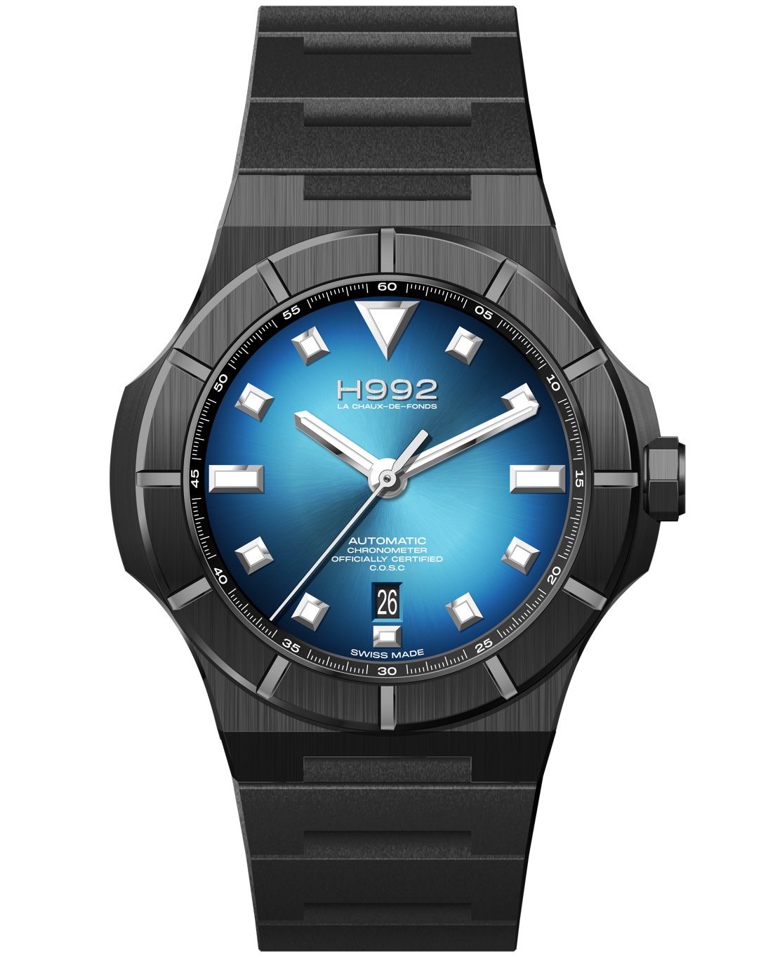 Montre H992 H4 Celestial Blue + Black caoutchouc, automatique