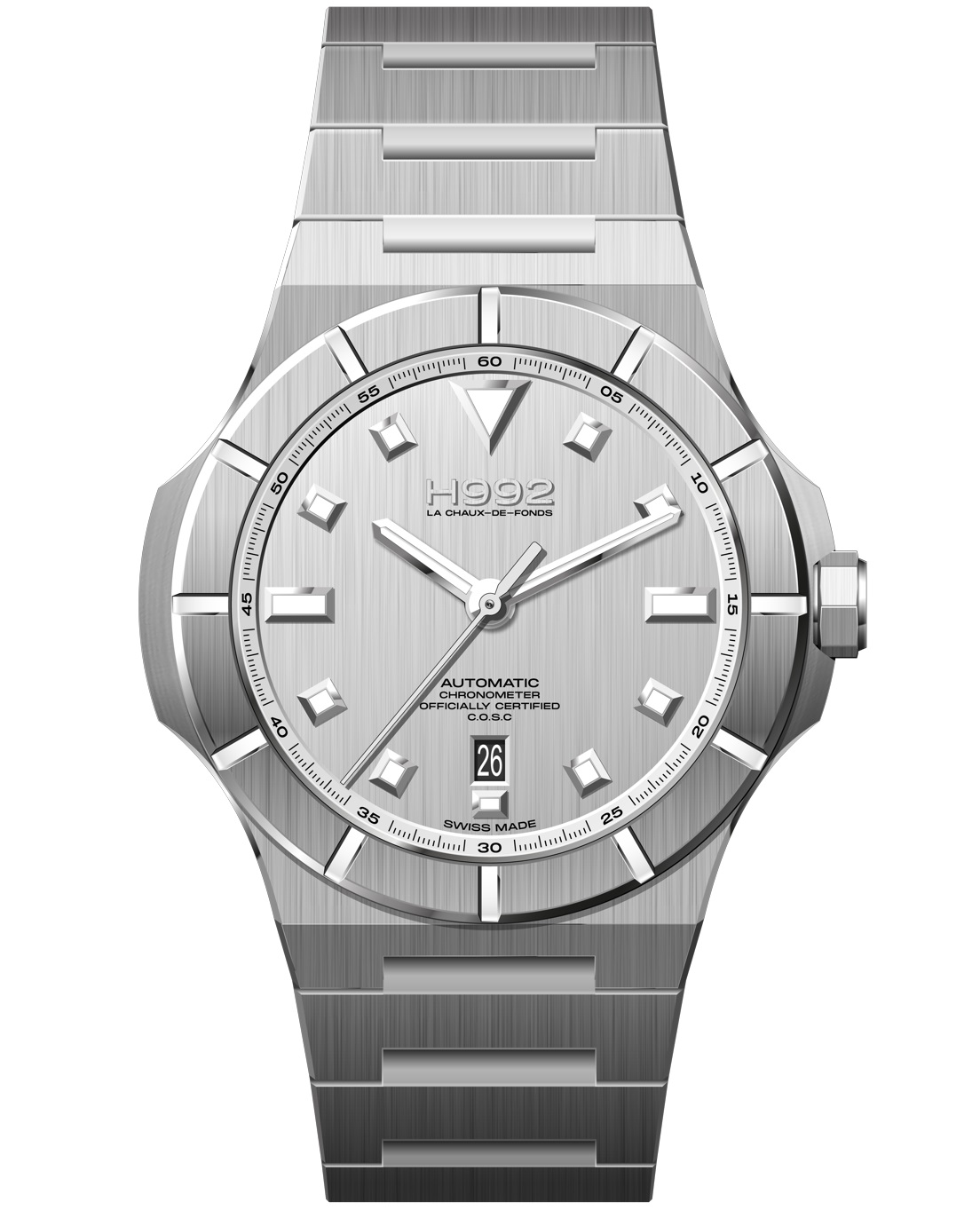 Montre H992 H4 Silver + Silver acier, design élégant.
