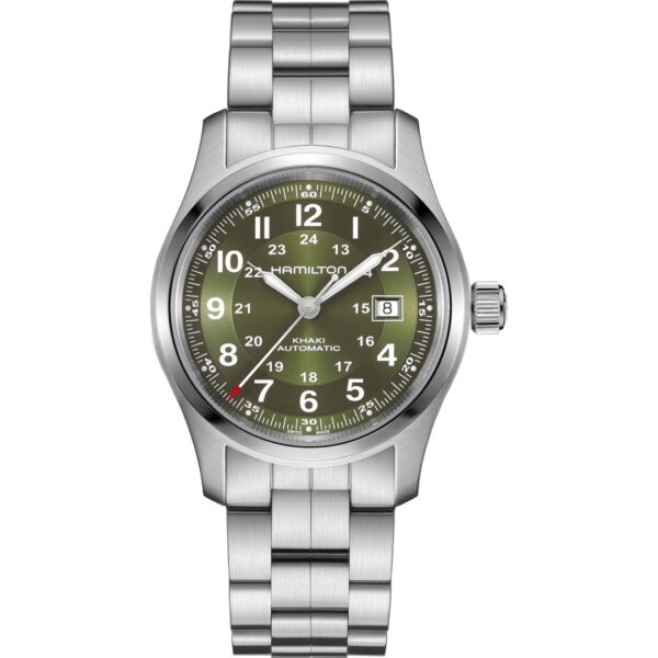 Montre Hamilton Khaki Field Auto Date 42mm cadran vert.