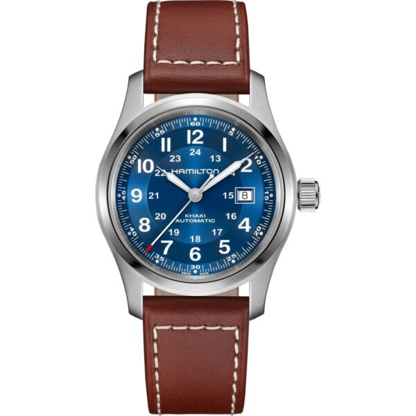 Montre Hamilton Khaki Field Auto Date 42mm, cadran bleu