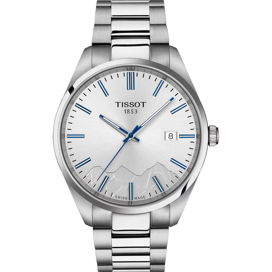 Montre Tissot PR 100 Jungfraubahn Quartz 40mm, bracelet argenté.