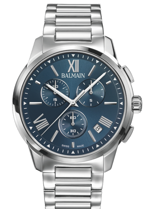 Montre Balmain Madrigal 42mm, cadran bleu, bracelet acier