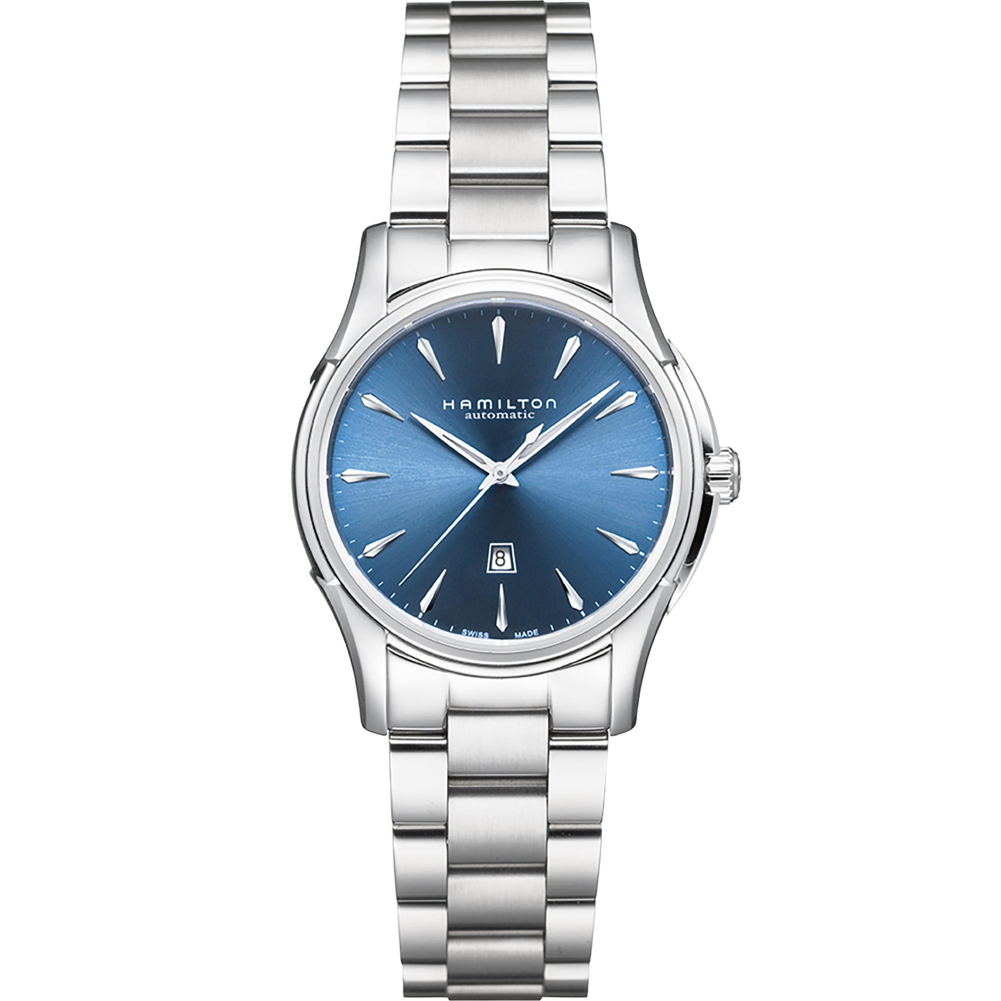 Montre Hamilton Lady Auto, cadran bleu, bracelet acier