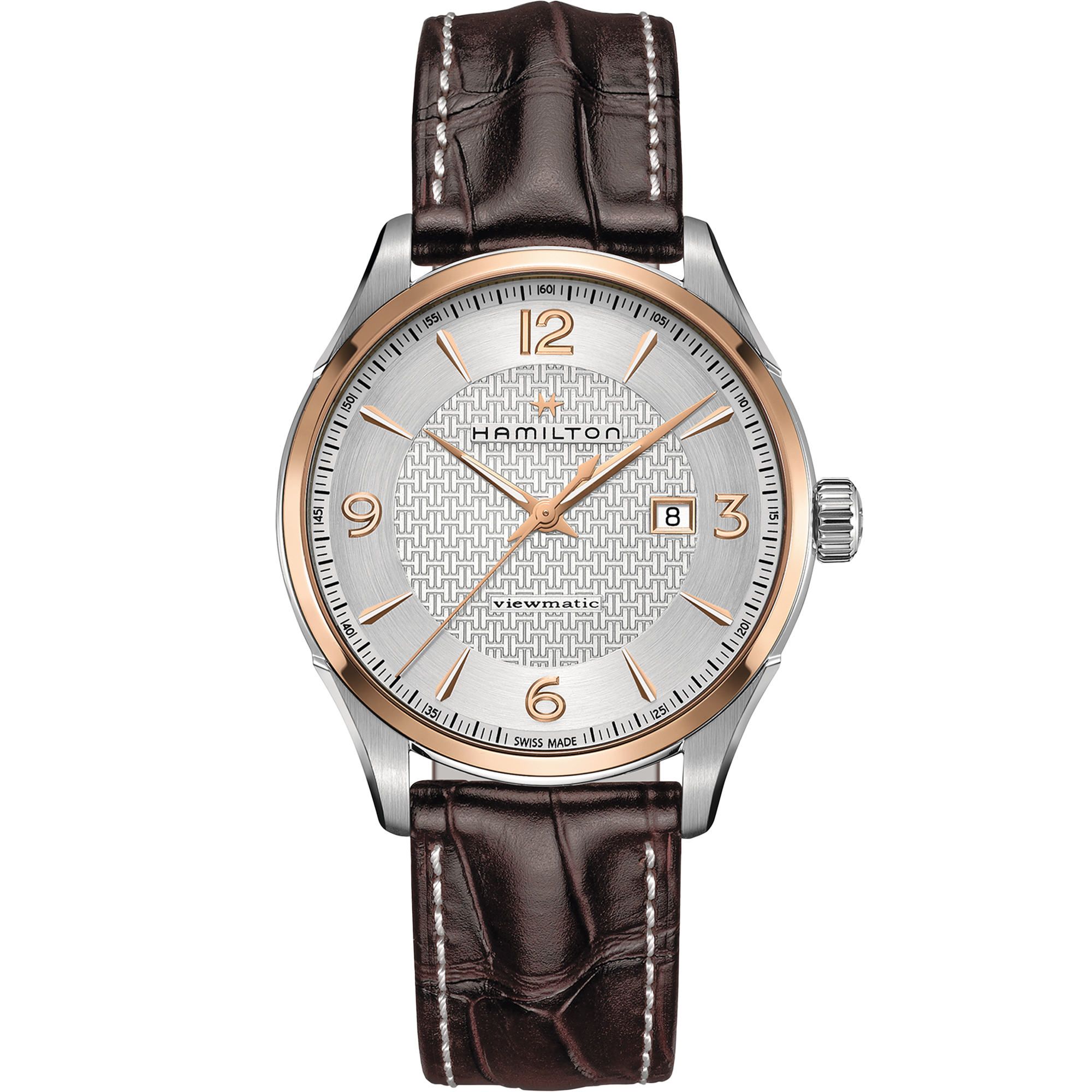 Montre Hamilton Viewmatic Auto, cadran argent, bracelet cuir