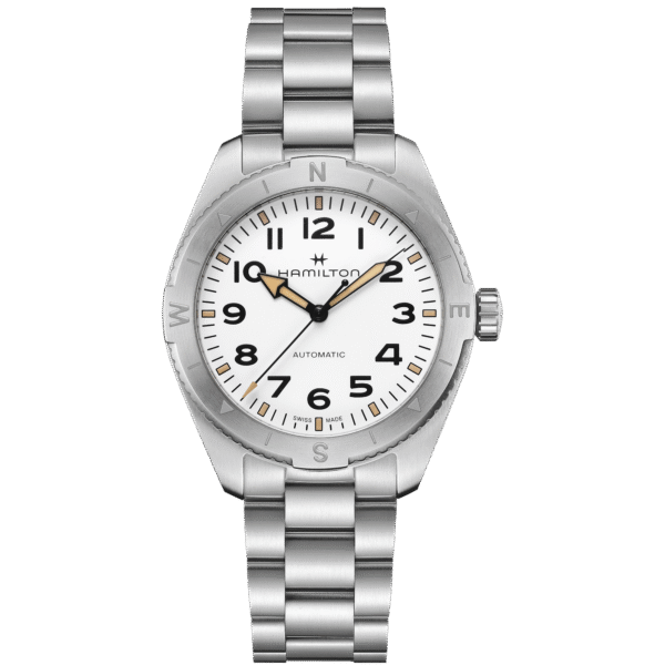 Montre Hamilton Expedition Auto, cadran blanc, bracelet métal