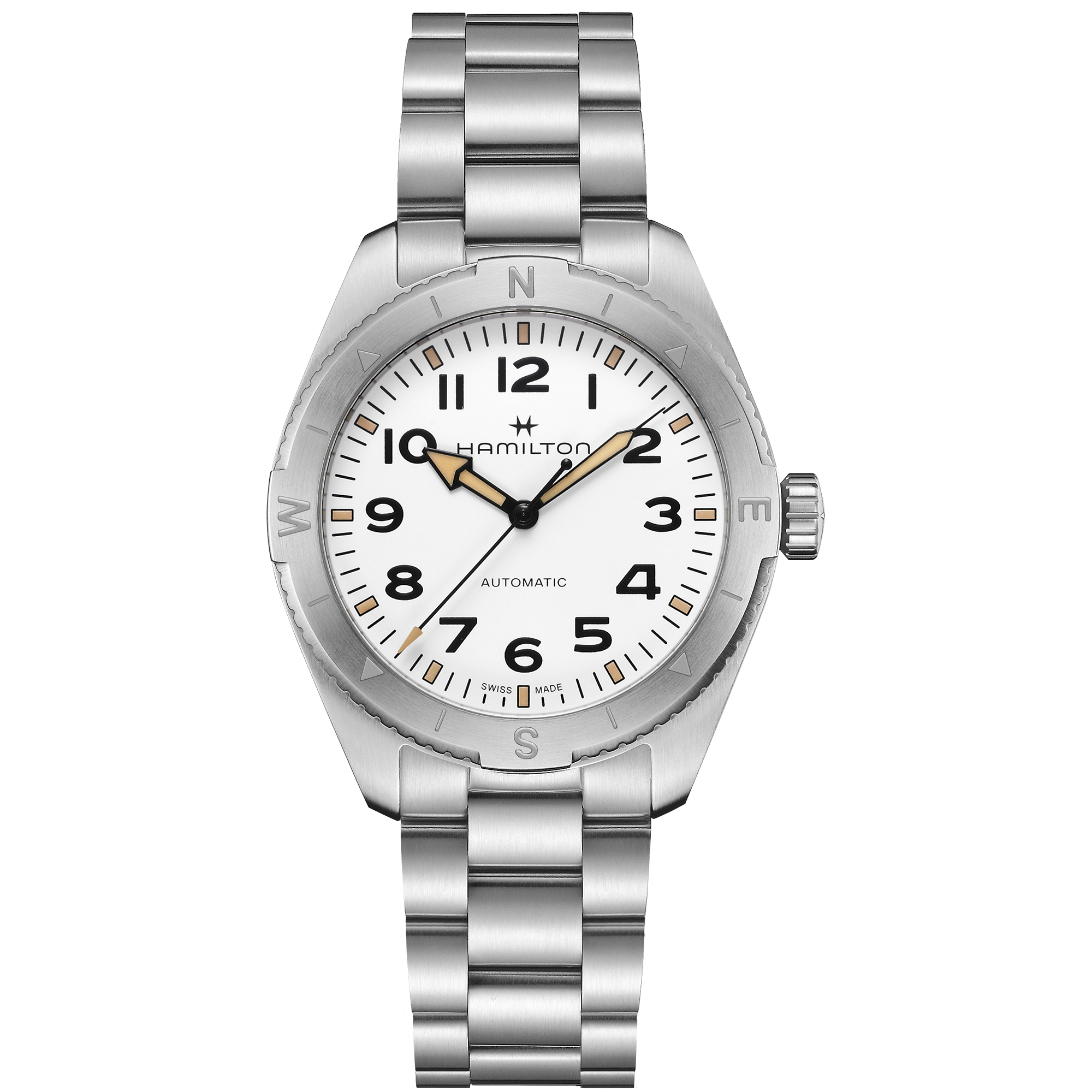 Montre Hamilton Expedition Auto, cadran blanc, bracelet métal