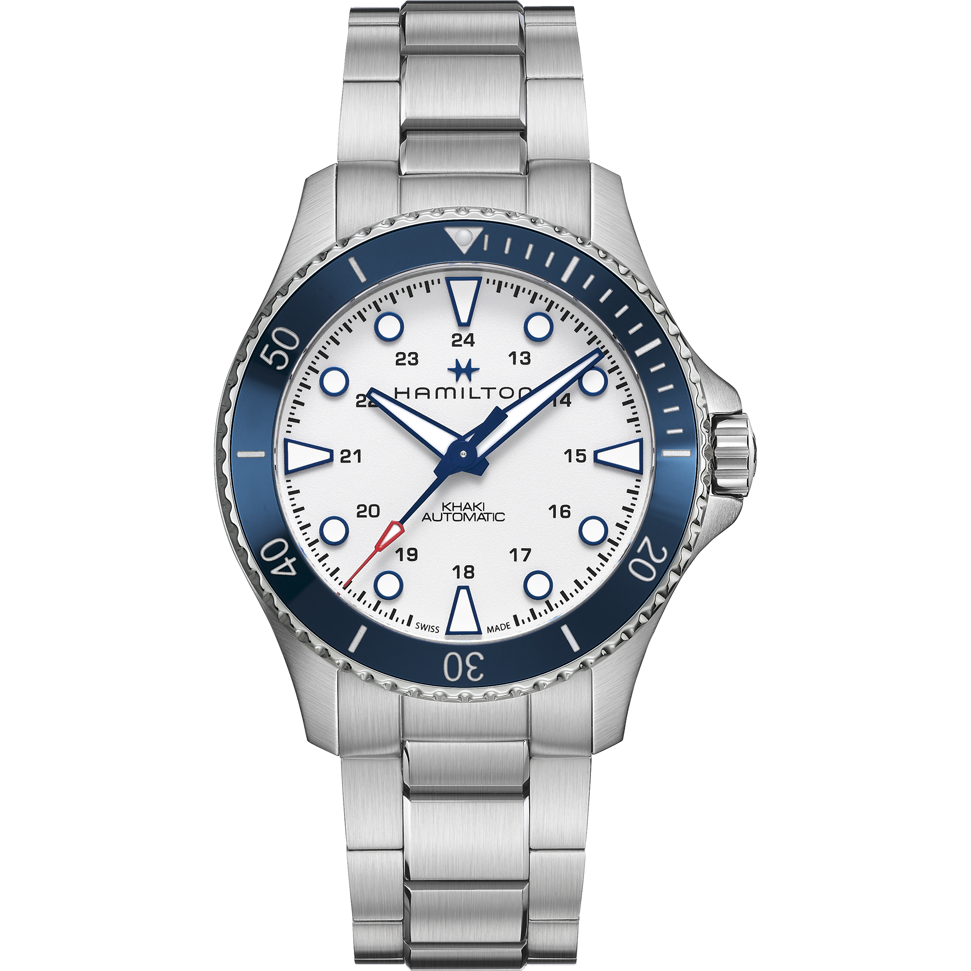 Montre Hamilton Scuba Auto, cadran bleu et blanc